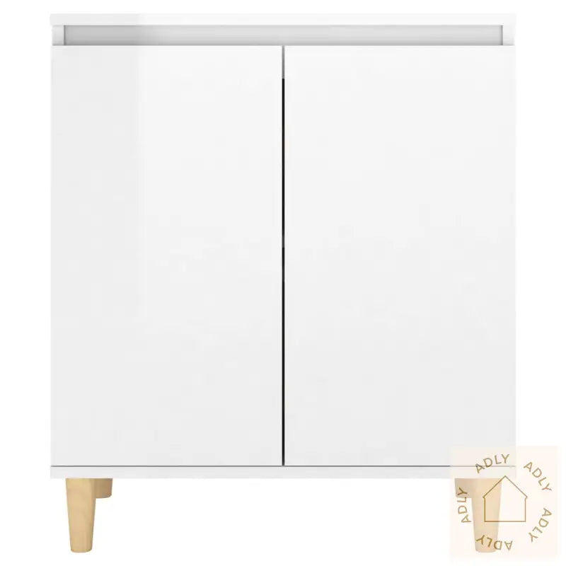 Skjenk Med Ben I Heltre Høyglans Hvit 60X35X70Cm Konstruert Tre
