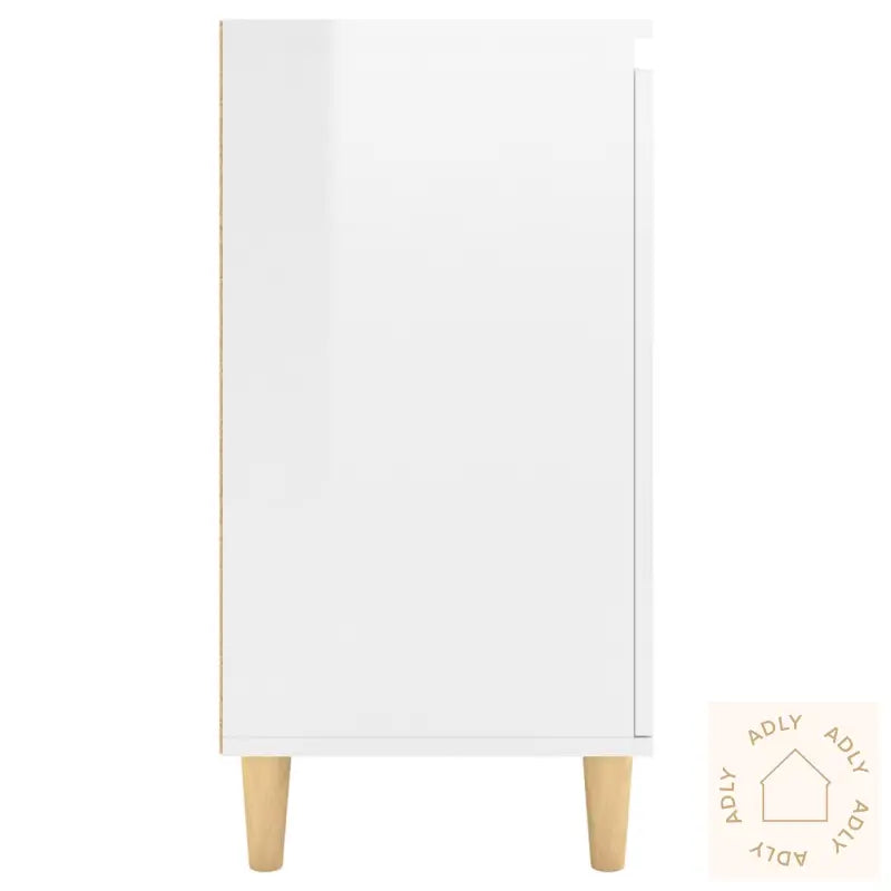 Skjenk Med Ben I Heltre Høyglans Hvit 60X35X70Cm Konstruert Tre
