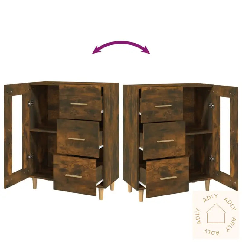 Skjenk Røkt Eik 69,5X34X90 Cm Konstruert Tre