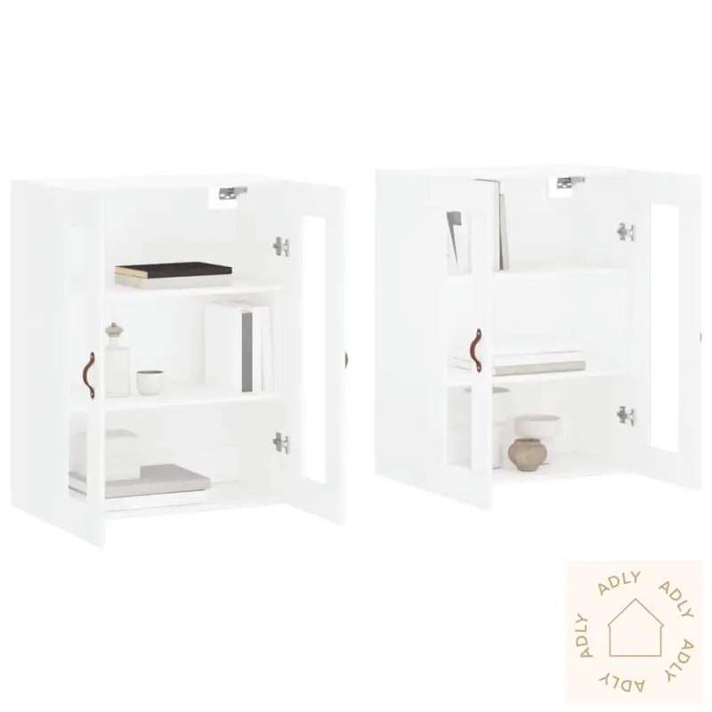 Veggskap 2 Stk Hvit Konstruert Tre