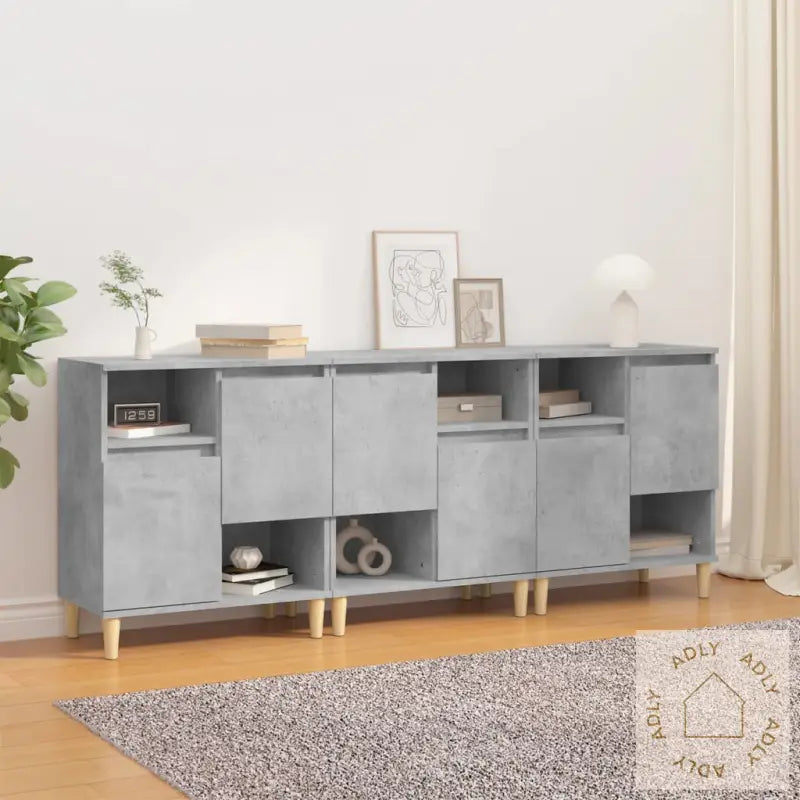 Skjenker 3 Stk Betonggrå 60X35X70 Cm Konstruert Tre