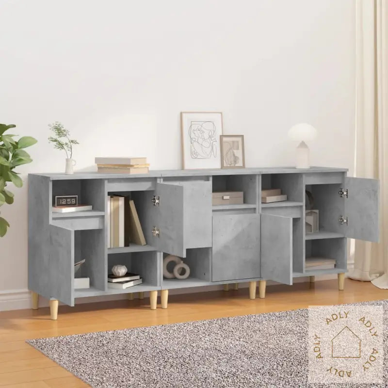Skjenker 3 Stk Betonggrå 60X35X70 Cm Konstruert Tre