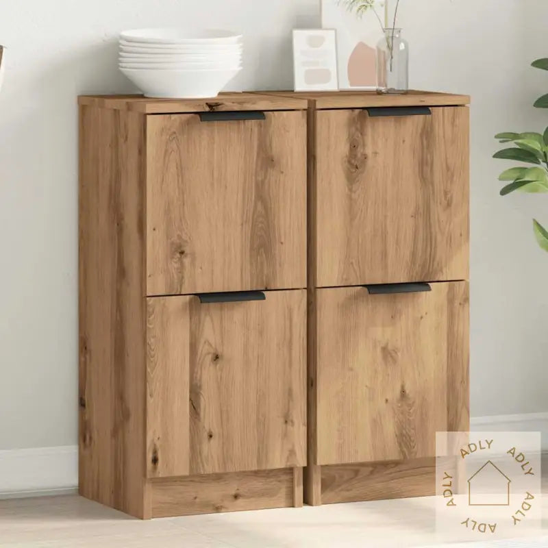 Skjenker 2 Stk Artisan Eik 30X30X70 Cm Konstruert Tre
