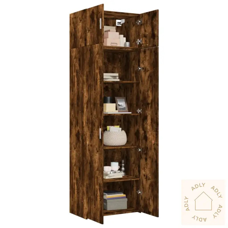 Oppbevaringsskap Røkt Eik 70X42,5X225 Cm Konstruert Tre