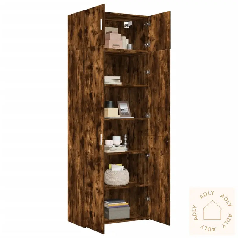 Oppbevaringsskap Røkt Eik 80X42,5X225 Cm Konstruert Tre