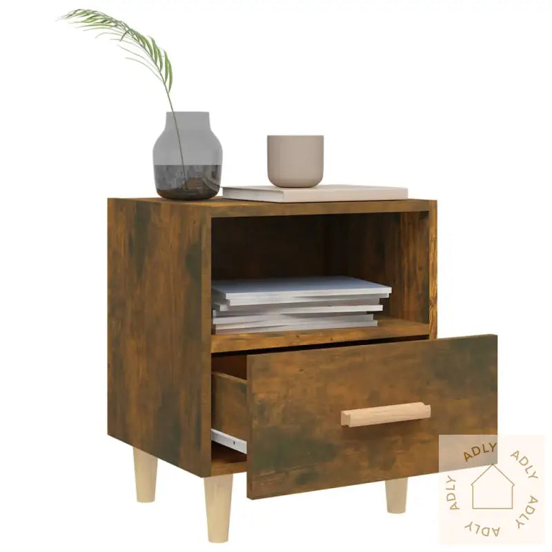 Nattbord 2 Stk Røkt Eik 40X35X47 Cm