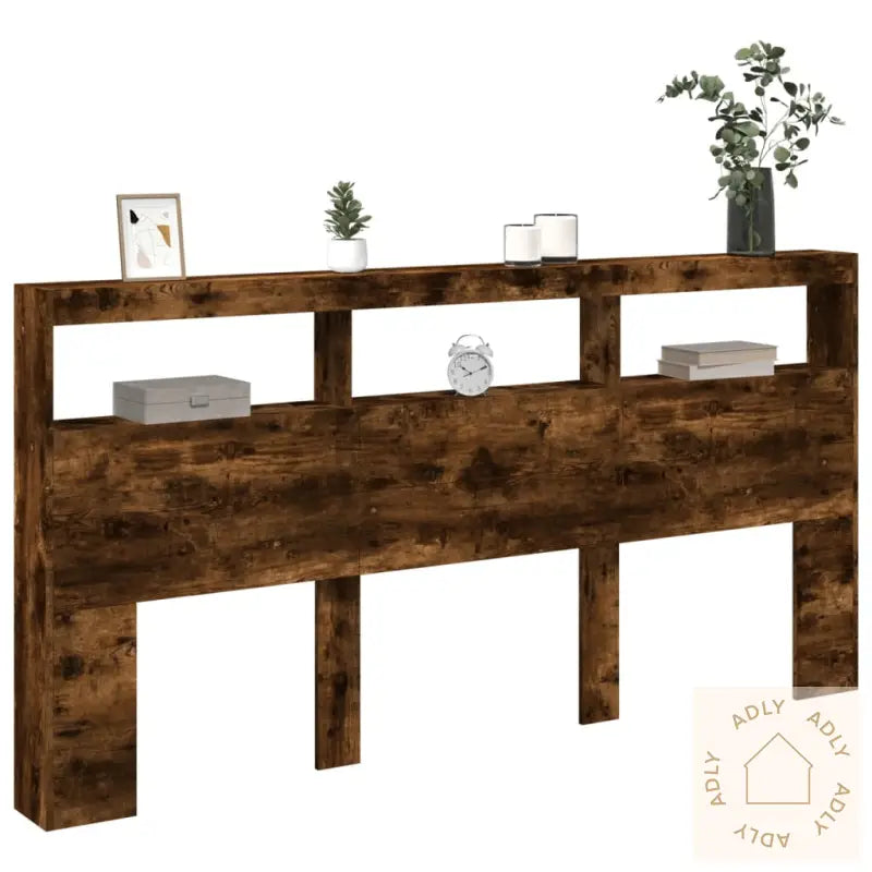 Hodegavl Skap Med Led Røkt Eik 200X17X102 Cm