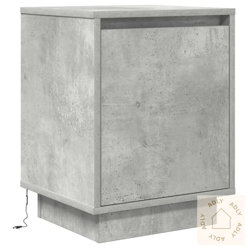 Nattbord Med Led 2 Stk Betonggrå 38X34X50 Cm