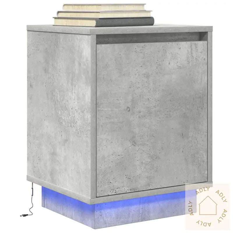 Nattbord Med Led 2 Stk Betonggrå 38X34X50 Cm