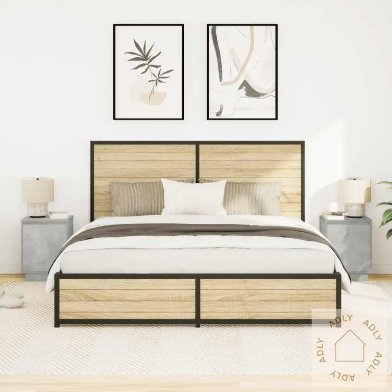 Nattbord Med Led 2 Stk Betonggrå 38X34X50 Cm