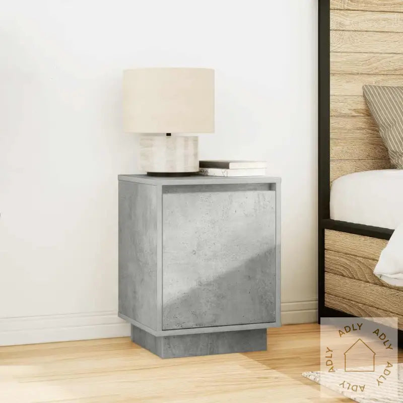 Nattbord Med Led 2 Stk Betonggrå 38X34X50 Cm