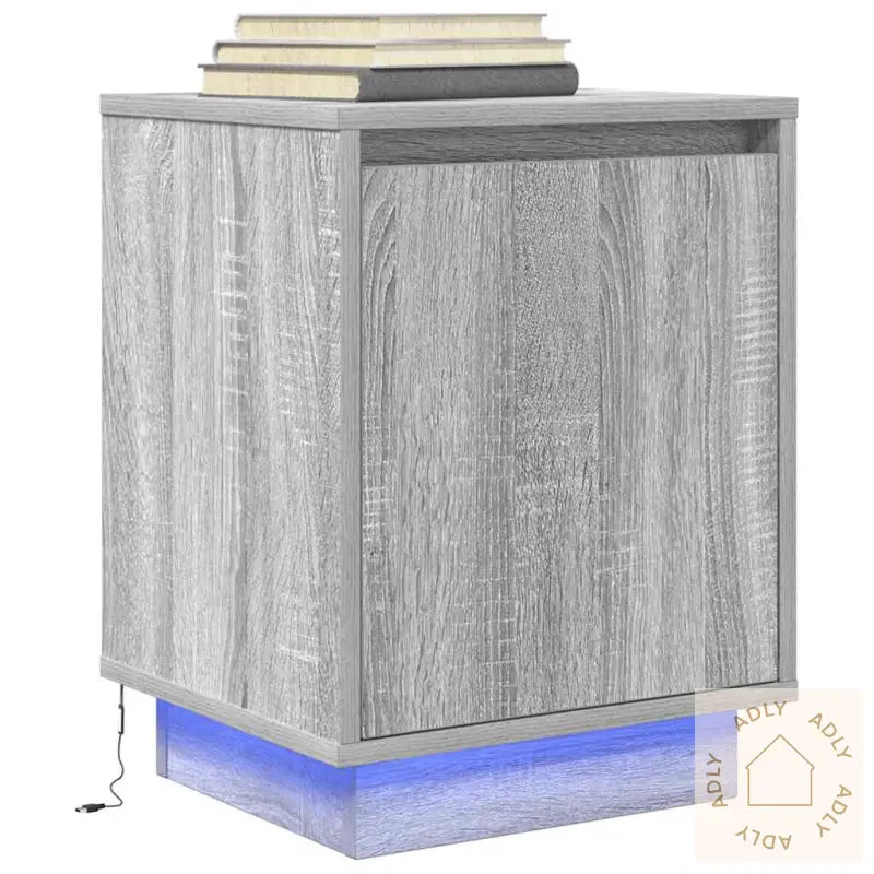 Nattskap Med Led-Lys 2 Stk Grå Sonoma 38X34X50 Cm