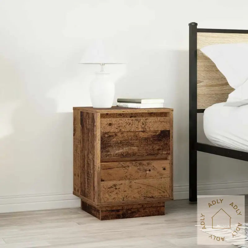 Nattskap Med Led-Lys 2 Stk Gammelt Tre 38X34X50 Cm