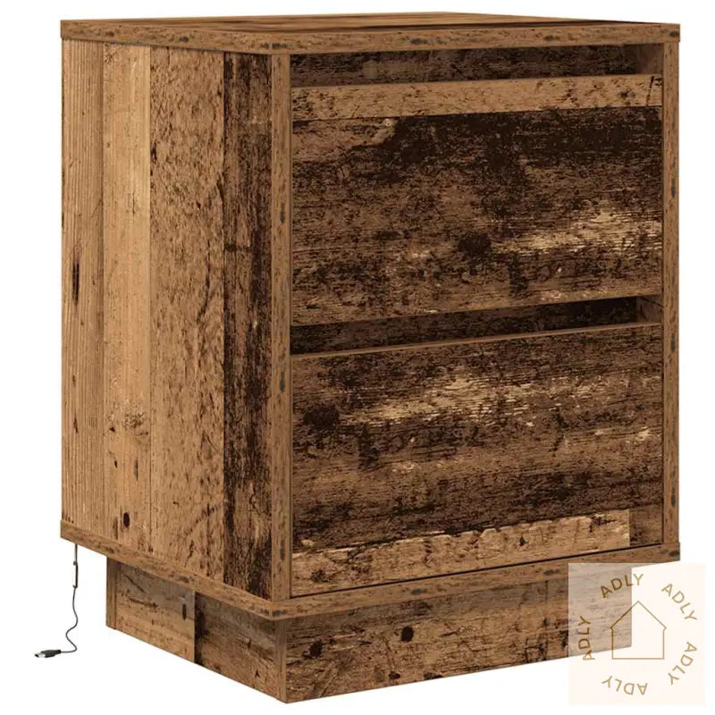 Nattskap Med Led-Lys 2 Stk Gammelt Tre 38X34X50 Cm