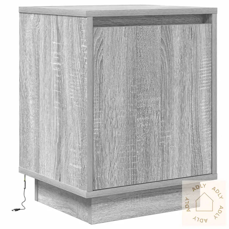 Nattskap Med Led-Lys 2 Stk Grå Sonoma 38X34X50 Cm