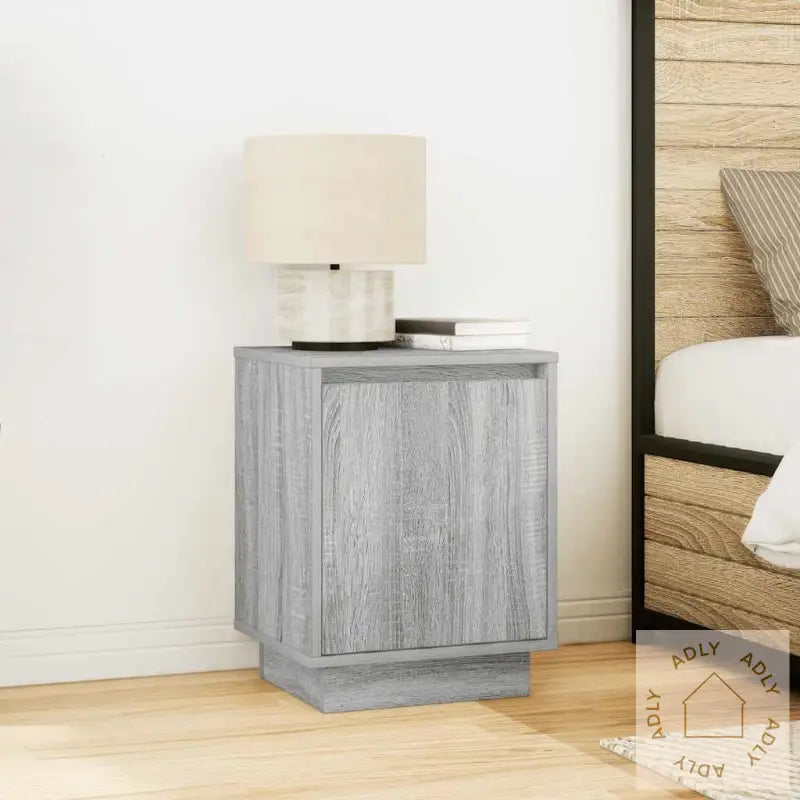 Nattskap Med Led-Lys 2 Stk Grå Sonoma 38X34X50 Cm