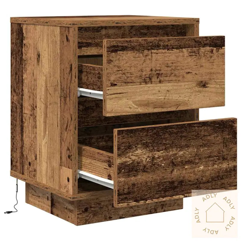 Nattskap Med Led-Lys 2 Stk Gammelt Tre 38X34X50 Cm