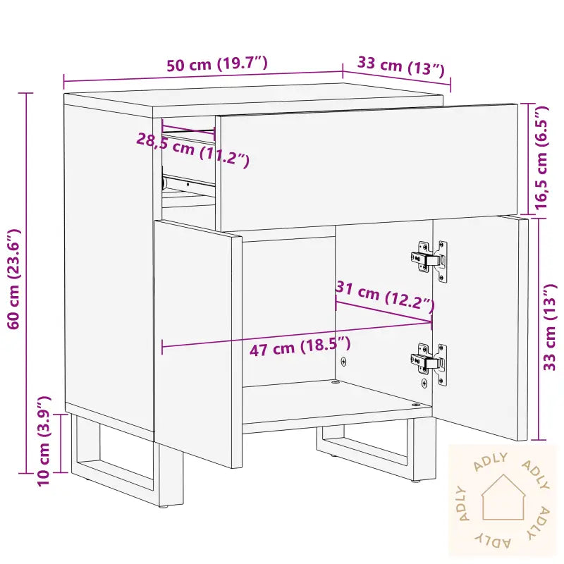 Nattbord 50X33X60 Cm Solid Tre Mango