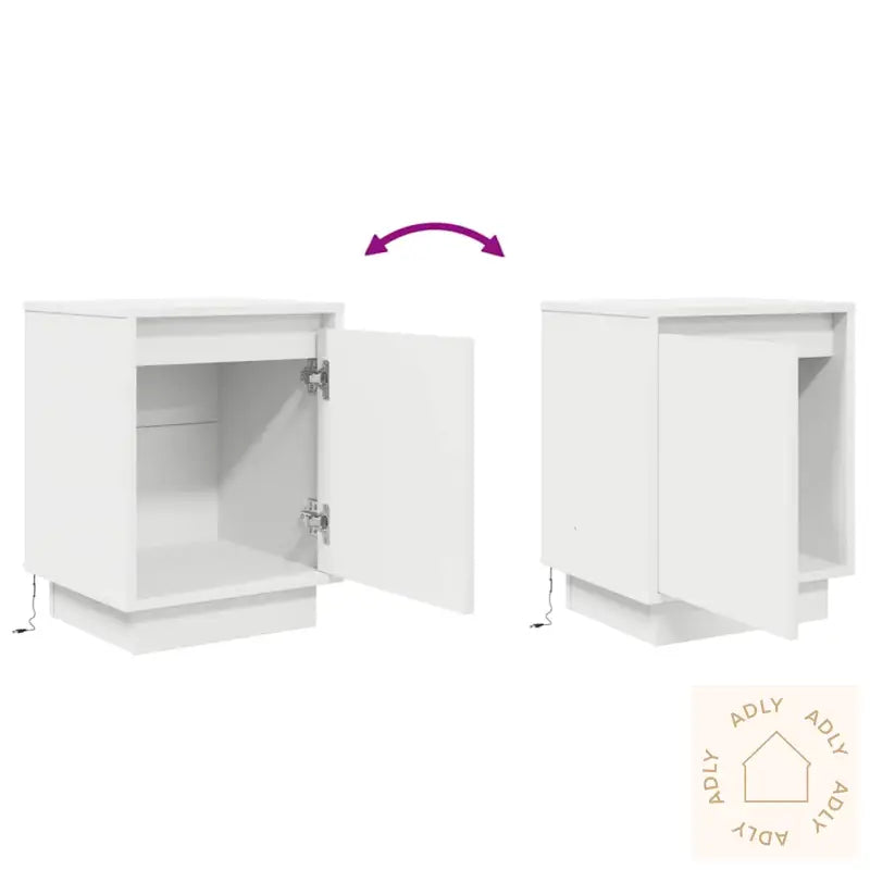 Nattskap Med Led-Lys 2 Stk Hvit 38X34X50 Cm