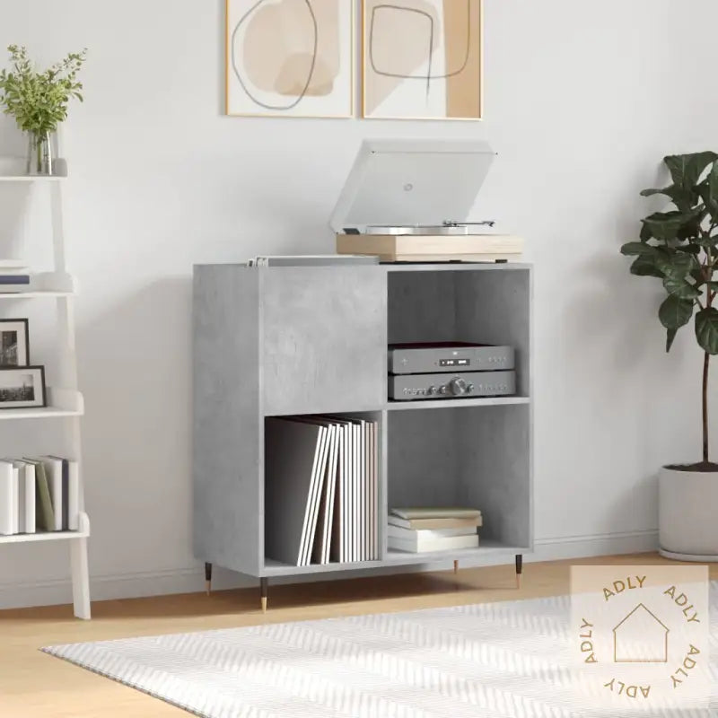 Hifi-Benk Betonggrå 84,5X38X89 Cm Konstruert Tre