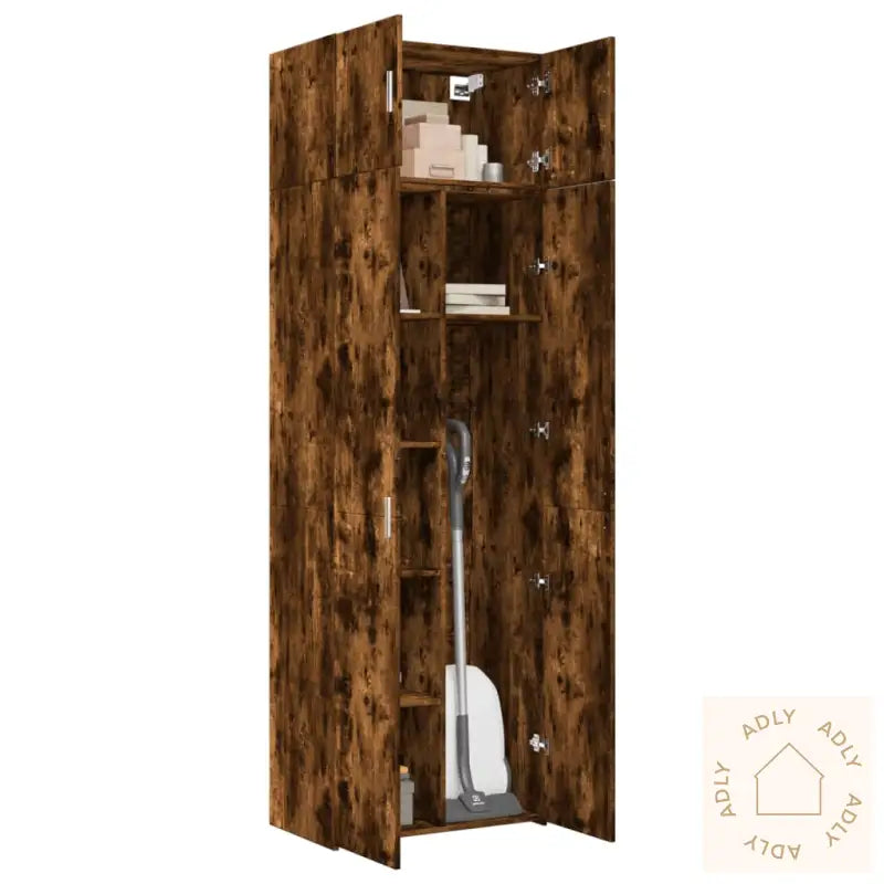 Oppbevaringsskap Røkt Eik 70X42,5X225 Cm Konstruert Tre