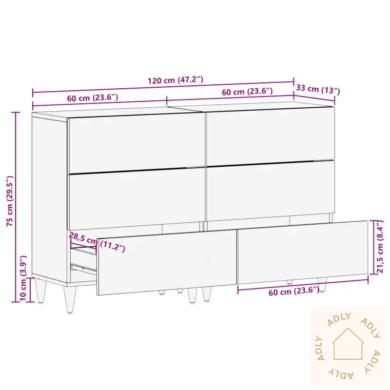 Sideboards 2 Stk Honningbrun 60X33.5X75 Cm Massivt Mango-Tre