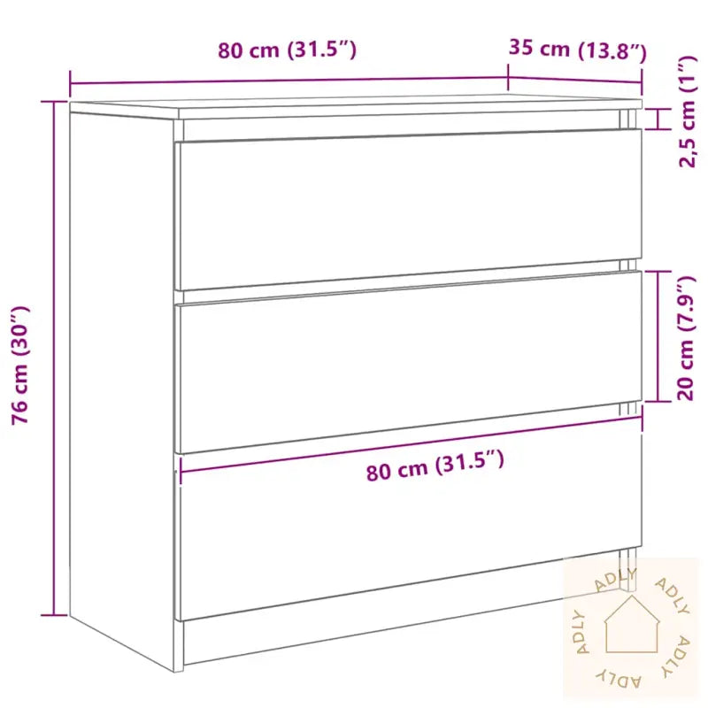 Skjenk Hvit 80X35X76 Cm Konstruert Tre