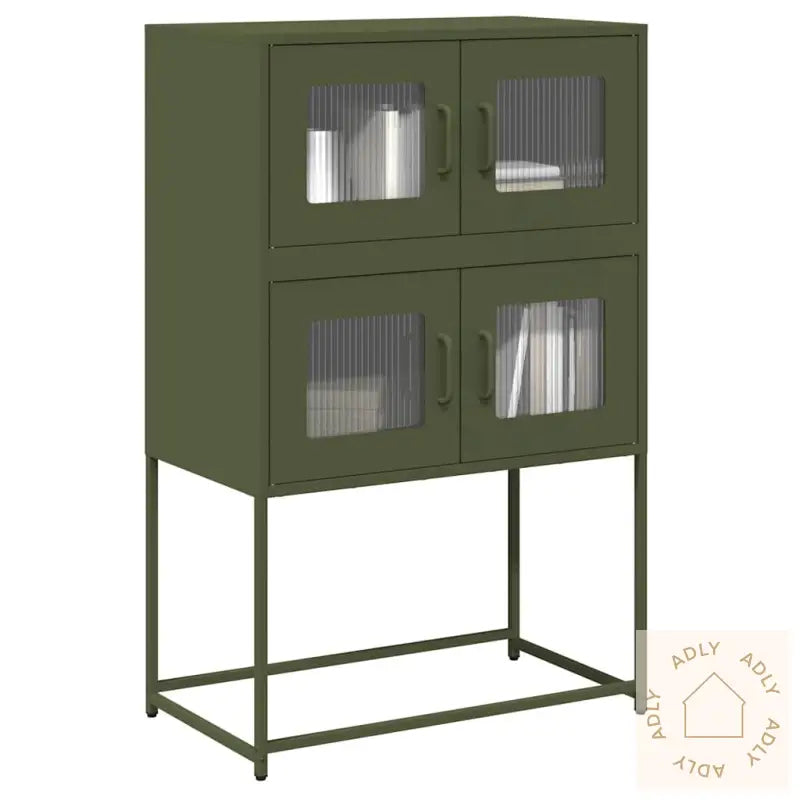 Highboard Olivengrønn 68X39X107 Cm Stål