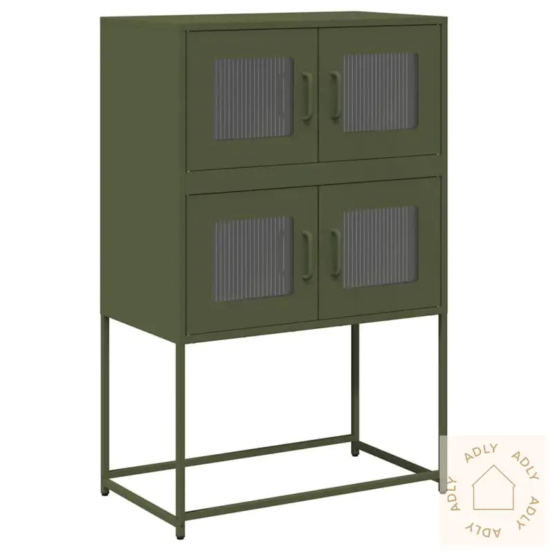 Highboard Olivengrønn 68X39X107 Cm Stål
