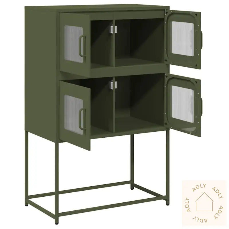Highboard Olivengrønn 68X39X107 Cm Stål