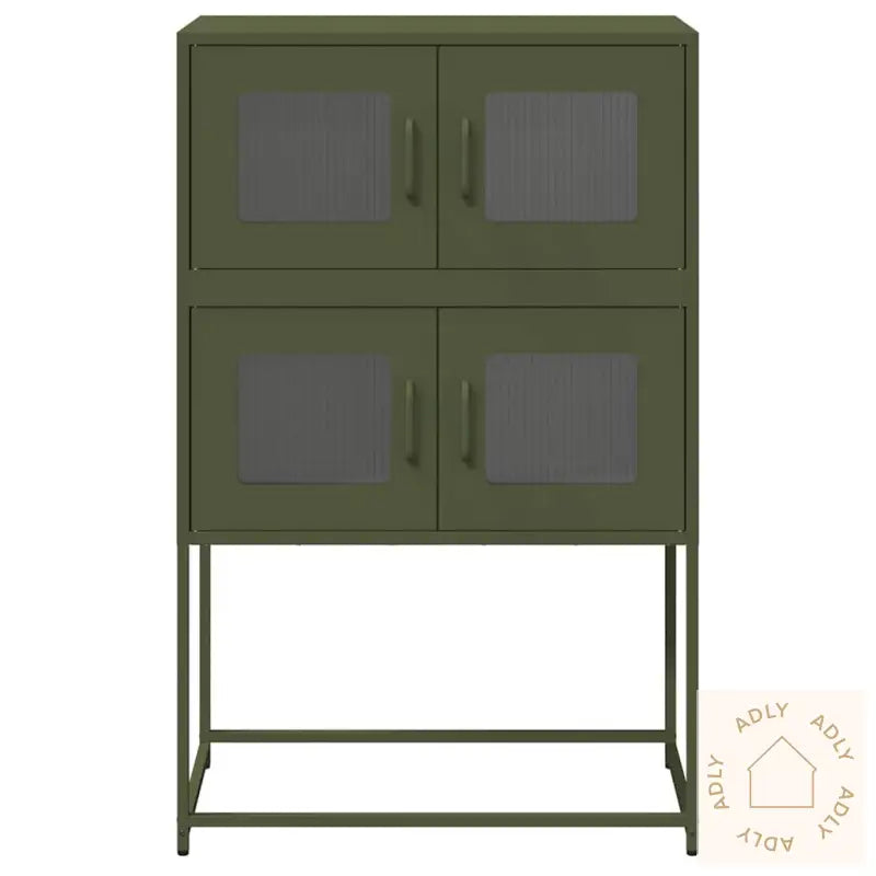 Highboard Olivengrønn 68X39X107 Cm Stål