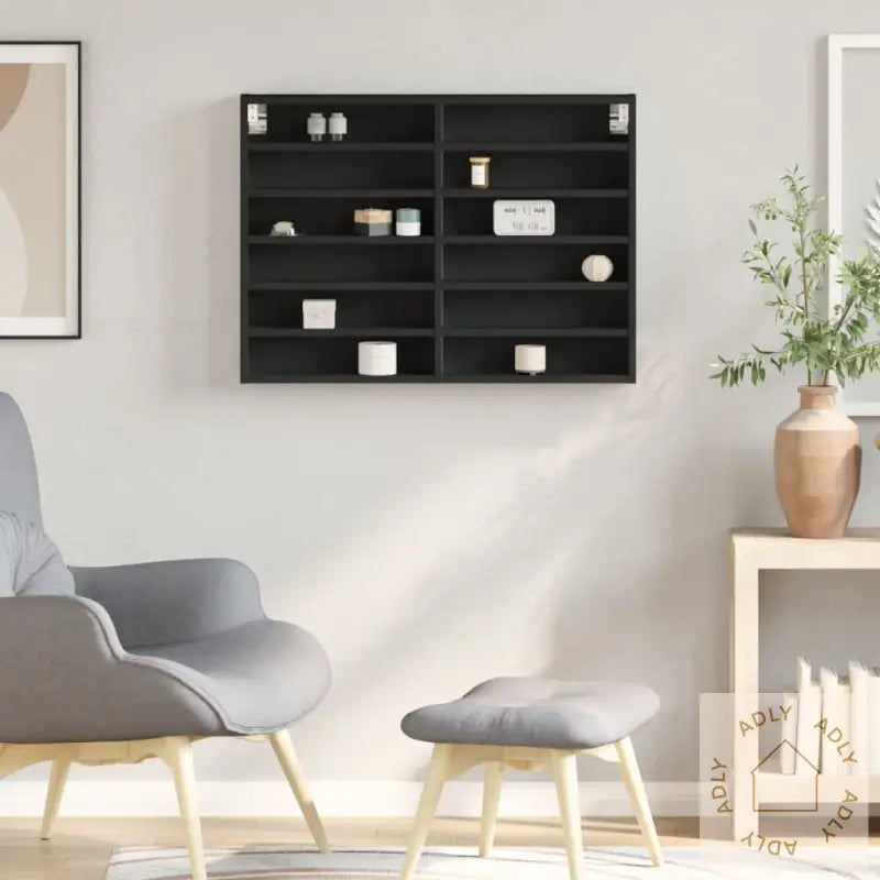 Hyller Svart 80X8,5X58 Cm Konstruert Tre