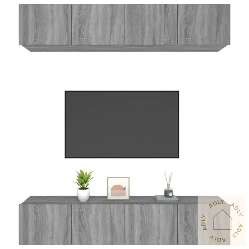 Tv-Benker 4 Stk Grå Sonoma 80X30X30 Cm Konstruert Tre