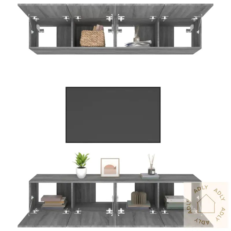 Tv-Benker 4 Stk Grå Sonoma 80X30X30 Cm Konstruert Tre
