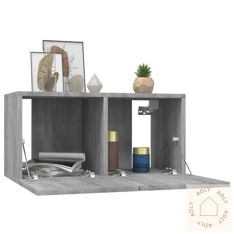 Tv-Benker Vegg 4 Stk Grå Sonoma 60X30X30 Cm Konstruert Tre