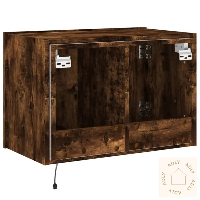 Vegghengt Tv-Benk Med Led Røkt Eik 60X35X41 Cm