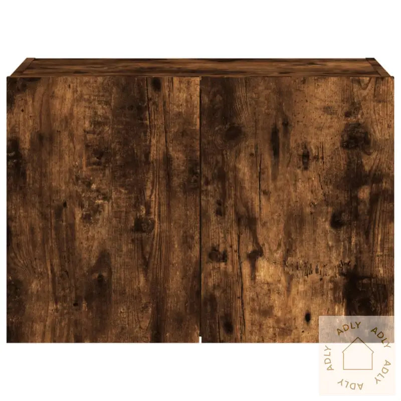 Vegghengt Tv-Benk Med Led Røkt Eik 60X35X41 Cm