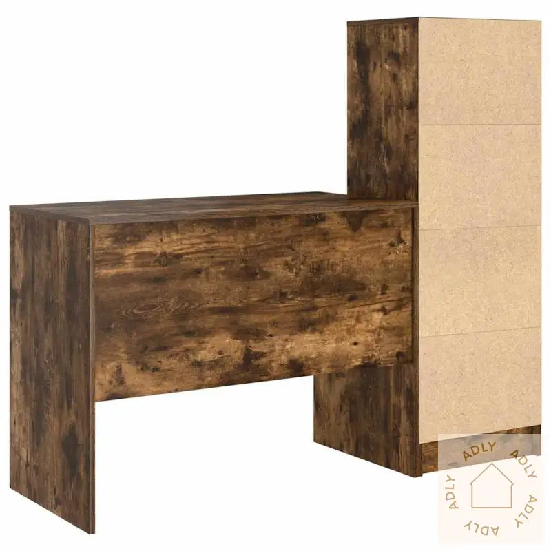 Pult Med Oppbevaring Røkt Eik Konstruert Tre