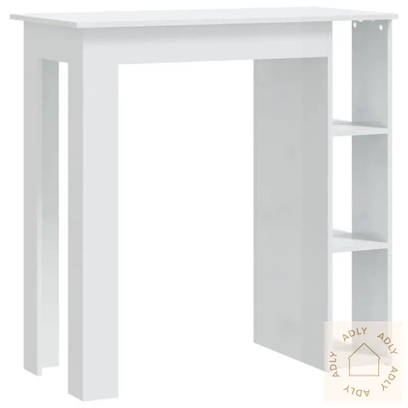 Barbord Med Hylle Høyglans Hvit 102X50X103,5 Cm Konstruert Tre