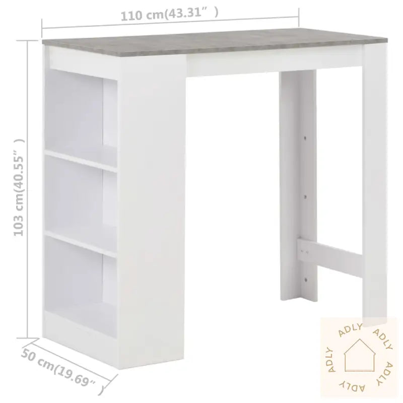 Barbord Med Hylle Hvit 110X50X103 Cm