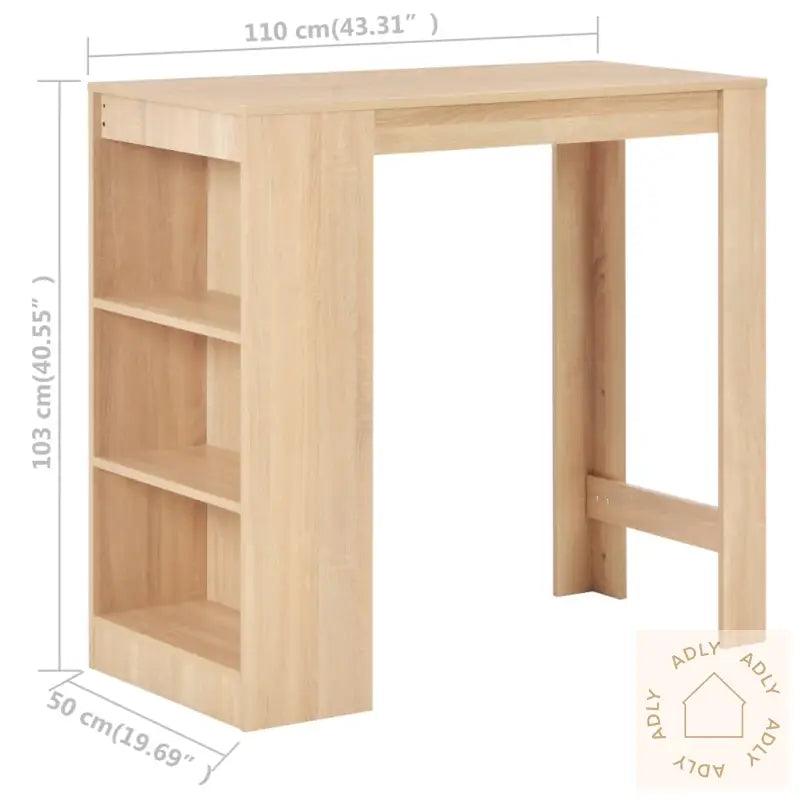 Barbord Med Hylle Eik 110X50X103 Cm