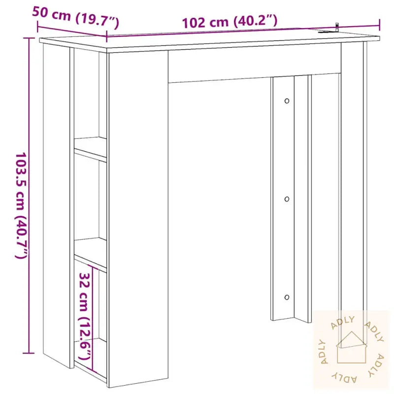 Barbord Med Hylle Artisan Eik 102X50X103,5 Cm Konstruert Tre