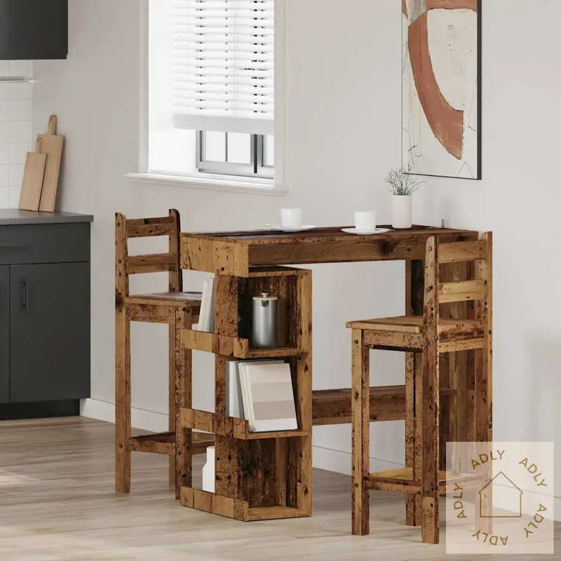 Barbord Med Oppbevaring Gammelt Tre 100X48X101,5 Cm