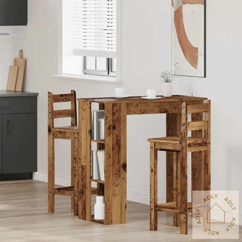 Barbord Med Hylle Gammelt Tre 102X50X103,5 Cm Konstruert Tre