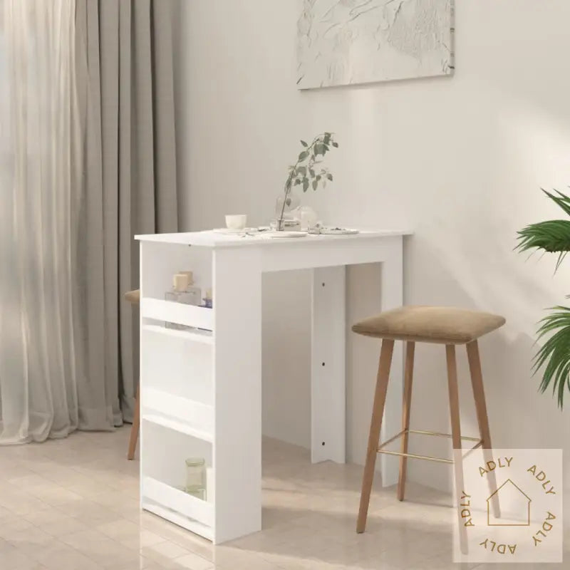 Barbord Med Oppbevaring Hvit 102X50X103,5 Cm Konstruert Tre