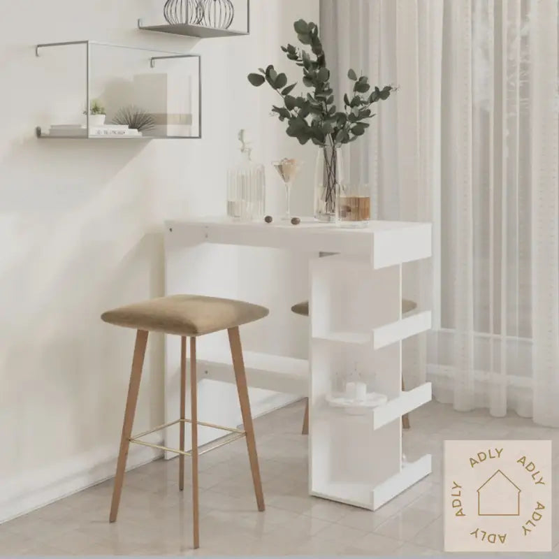 Barbord Med Oppbevaring Hvit 100X50X101,5 Cm Konstruert Tre