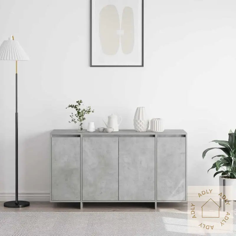 Betonggrå Serviesskap Betonggrå Konstruert Tre 135 X 41 X 75 Cm