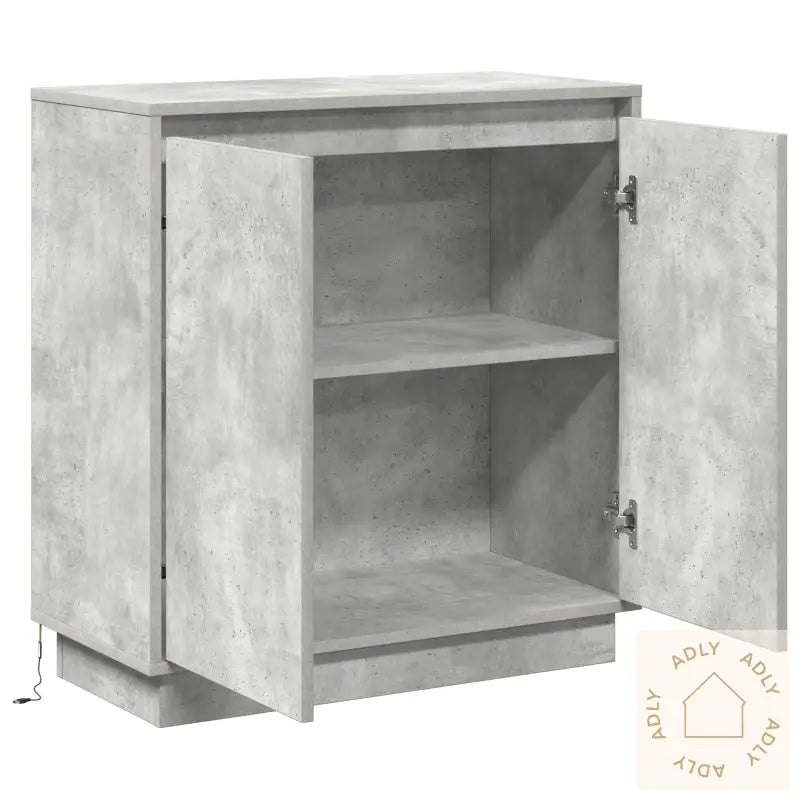 Sideboard Med Led Betonggrå 71X34,5X75 Cm Ingeniørtre