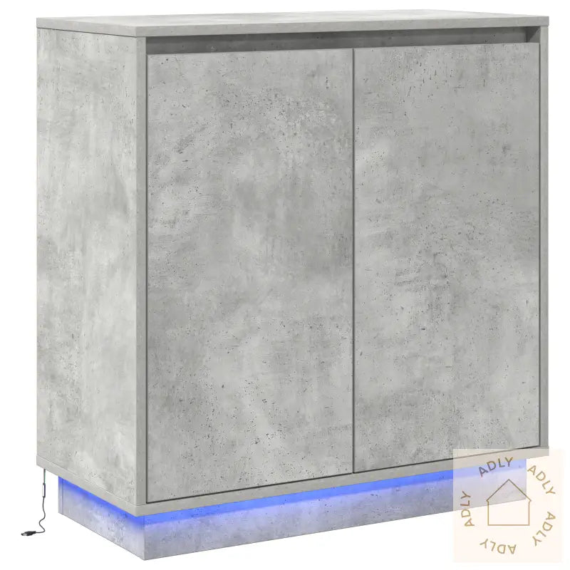Sideboard Med Led Betonggrå 71X34,5X75 Cm Ingeniørtre