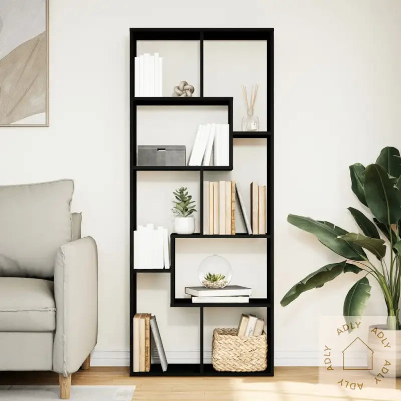 Romdeler Bokhylle Svart 67X25X161,5 Cm Konstruert Tre